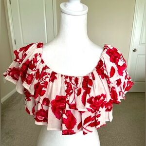 EUC Lovers and Friends XS Red and White Crop Top